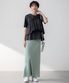 23区 【汗じみ防止/洗える】ランダムフリルジャージー ドッキング カットソー