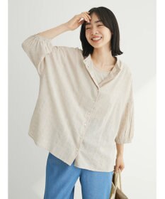 Green Parks インド綿 SET２点 刺繍７分丈ブラウス＋タンクトップ