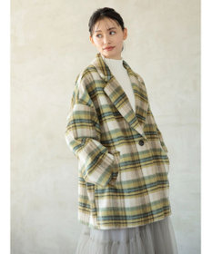 Green Parks ・ＥＬＥＮＣＡＲＥ　ＤＵＥ　シャギーチェックミドルコート