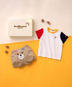 MIKI HOUSE HOT BISCUITS ワンポイント半袖Tシャツ＆顔ドンブルマギフトセット【BOX付き】