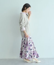 YECCA VECCA 水彩フラワー柄マーメイドスカート