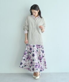 YECCA VECCA 水彩フラワー柄マーメイドスカート