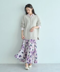 YECCA VECCA 水彩フラワー柄マーメイドスカート