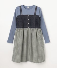 組曲 KIDS 【150-170㎝】チェックドッキング ワンピース