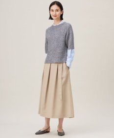 自由区 【洗える】カラーミックスメッシュリネン ニット