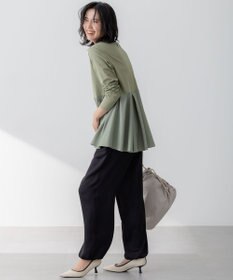 23区 S 【ご好評につき新色追加】ナチュラルコットンベアコンビ ペプラム カットソー