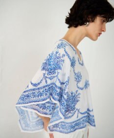 GRACE CONTINENTAL スカーフプリントポンチョトップ