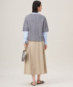 自由区 【洗える】カラーミックスメッシュリネン ニット