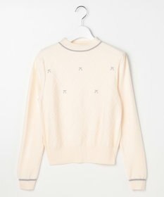 Feroux リボン刺繍ダイア柄 ニット