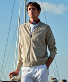 JOSEPH ABBOUD 【イタリア糸使用/清涼感/軽い/洗える】スラブギマニット ジップ ジャケット