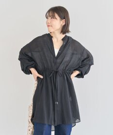 Green Parks バンドカラー比翼タック袖チュニック