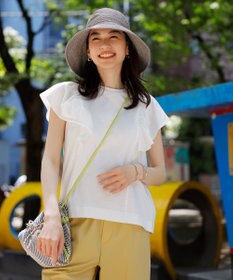 UNFILO 【吸水速乾/マシンウォッシャブル】フリルスリーブ Tシャツ