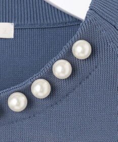 自由区 S 【洗える】パールディティールプルオーバー ニット