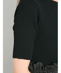 Green Parks ランタン型ニットドッキングタフタワンピース