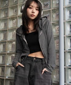 WEGO サイドリボンカットジップパーカー