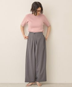 AMERICAN HOLIC 袖口バイカラー半袖ニットプルオーバー