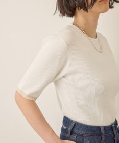 AMERICAN HOLIC 袖口バイカラー半袖ニットプルオーバー