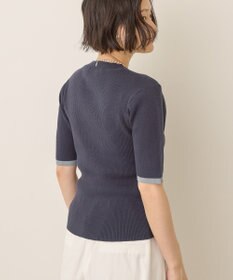 AMERICAN HOLIC 袖口バイカラー半袖ニットプルオーバー