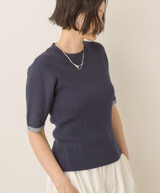 AMERICAN HOLIC 袖口バイカラー半袖ニットプルオーバー