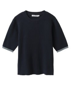 AMERICAN HOLIC 袖口バイカラー半袖ニットプルオーバー