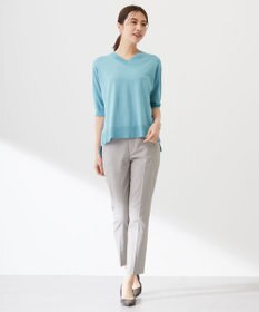 J.PRESS LADIES L 【洗える】COTTON LINEN Vネック ニット