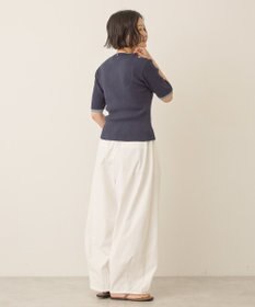 AMERICAN HOLIC 袖口バイカラー半袖ニットプルオーバー