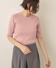 AMERICAN HOLIC 袖口バイカラー半袖ニットプルオーバー