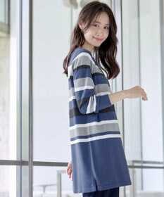 Tiaclasse L 【洗える】マルチボーダーニットチュニック