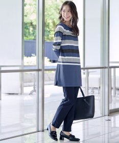 Tiaclasse L 【洗える】マルチボーダーニットチュニック