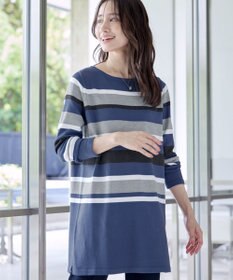 Tiaclasse L 【洗える】マルチボーダーニットチュニック