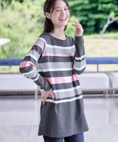 Tiaclasse L 【洗える】マルチボーダーニットチュニック