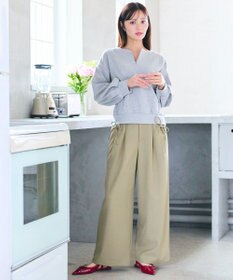 Feroux リボンディテール セミワイドパンツ