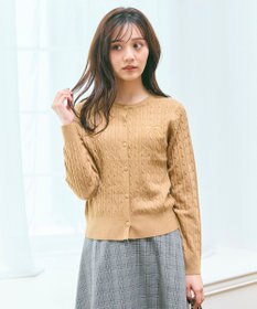 Feroux ケーブル編み×リボン刺繍 ニット カーディガン