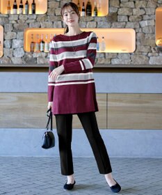 Tiaclasse L 【洗える】マルチボーダーニットチュニック