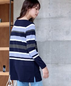 Tiaclasse L 【洗える】マルチボーダーニットチュニック