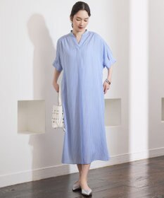 自由区 【接触冷感・UVケア・抗菌防臭・洗える】リヨセルポプリンシャツ ワンピース