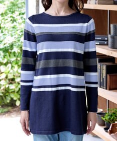 Tiaclasse L 【洗える】マルチボーダーニットチュニック