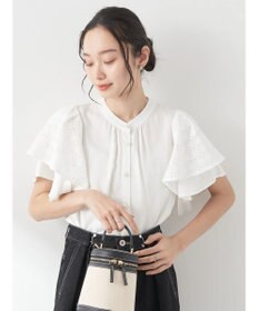 earth music&ecology レースラッフルブラウス