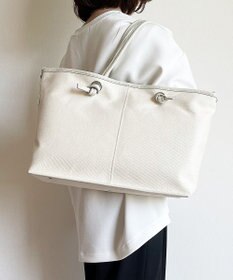 Hekhèr Le Style de Vie 【日本製 / A4サイズ対応/2WAY】コットンキャンバス×シュリンクレザー ノットトートバッグ large