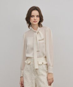 GRACE CONTINENTAL ストライプボウブラウス