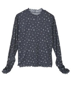 earth music&ecology ハイネックフラワーメロープルオーバー