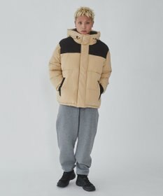 WEGO カラーブロックパテッドフードブルゾン