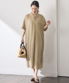 自由区 【接触冷感・UVケア・抗菌防臭・洗える】リヨセルポプリンシャツ ワンピース