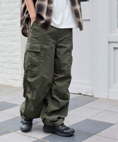 WEGO 【ウエストゴム/MLサイズ展開】ナイロンイージーカーゴパンツ