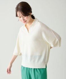 ANY L アクリルガーターポロ衿ニット