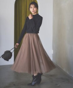 ANY 【ウエストゴム】チュールフレアースカート