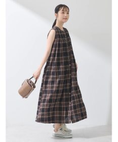 earth music&ecology 綿ＰＵクレープワンピース（ｃｈｅｃｋ柄）