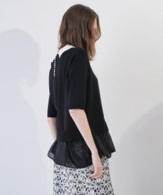 YECCA VECCA 2way襟付きフリルレイヤードニット