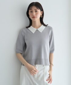 YECCA VECCA 2way襟付きフリルレイヤードニット