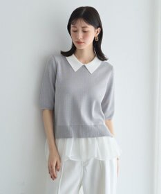 YECCA VECCA 2way襟付きフリルレイヤードニット